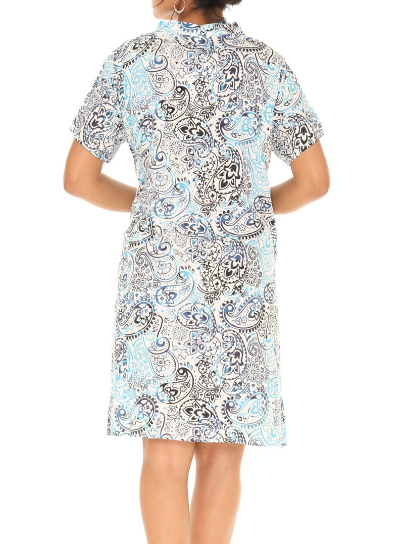 Abstract Floral print Scoop Neck Short-Sleeves Dress