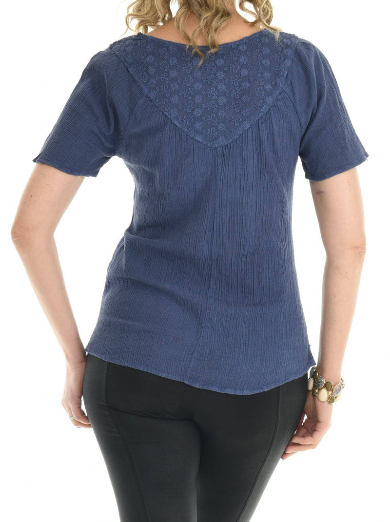 Boho Embroidered Short Sleeve Tunic - Shoreline Wear, Inc.
