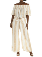Fawn Stripe Off-Shoulder Top & Drawstring Pants - Women - Shoreline Wear, Inc.