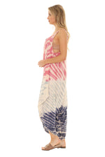 Tri-color Tie Dye Sleeveless Women Harem Jumpsuit - Shoreline Wear, Inc.