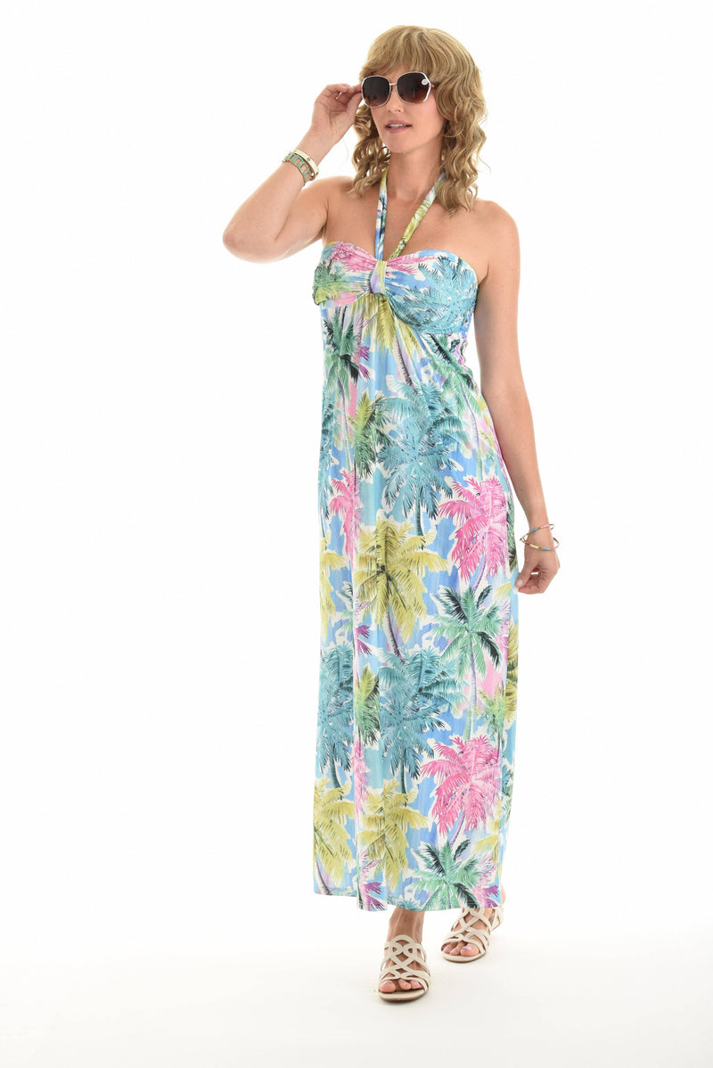 Tropical Print Halter Maxi Dress - Women - Shoreline Wear, Inc.