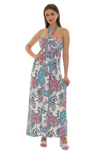 Abstract Floral Paisley Halter Maxi Dress - Shoreline Wear, Inc.