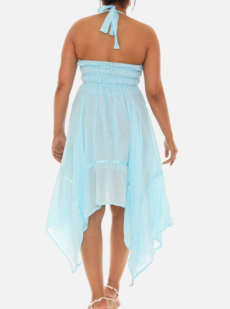 Mexican Style Cotton Halter Midi Dress - Shoreline Wear, Inc. Mexican Style Cotton Halter Midi Dress - Shoreline Wear, Inc.