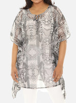 Women's Caftan Poncho Cover up V neck Top Lace up
