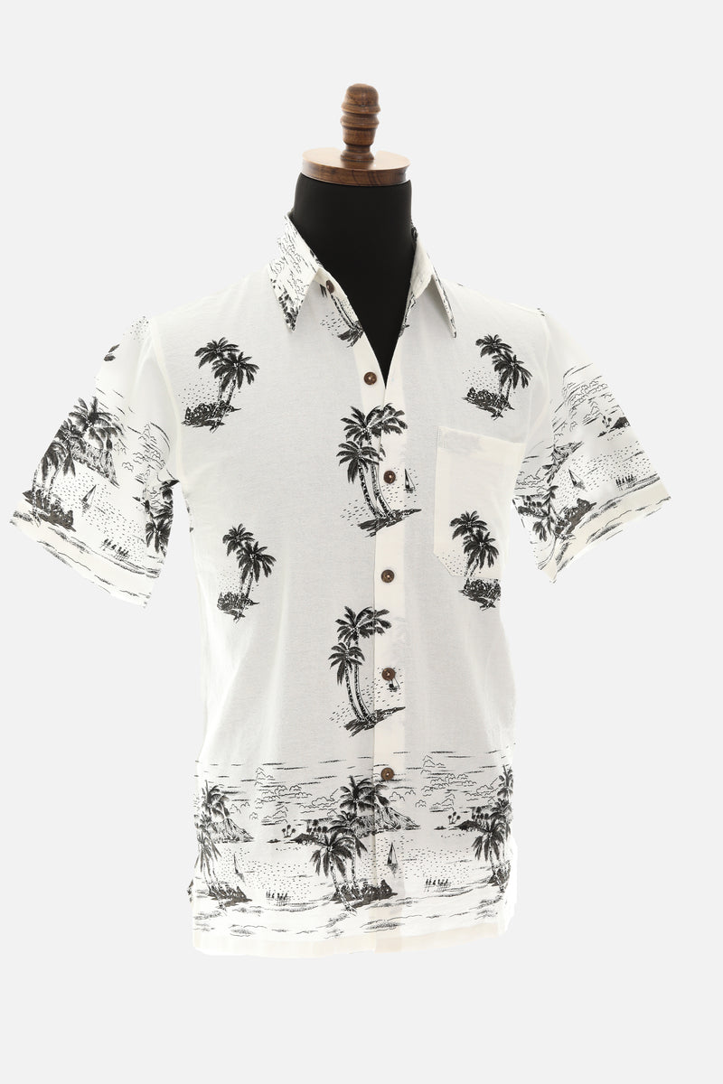 Men's Thailand Fine Cotton Palm Tree Print Shirt