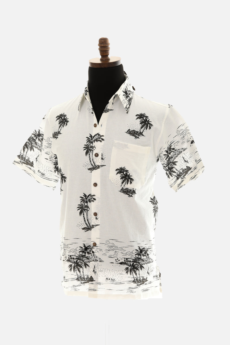 Men's Thailand Fine Cotton Palm Tree Print Shirt