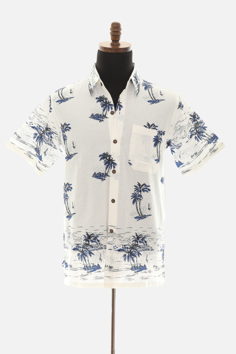 Men's Thailand Fine Cotton Palm Tree Print Shirt