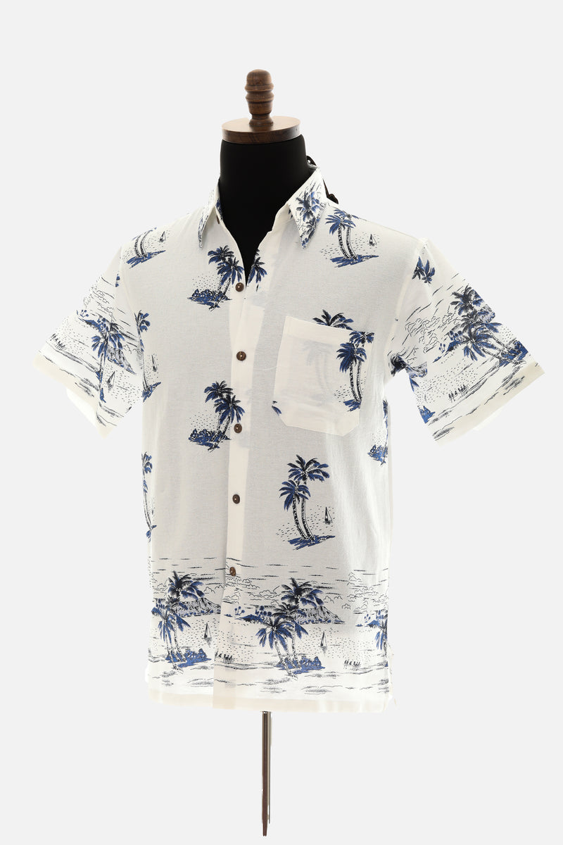 Men's Thailand Fine Cotton Palm Tree Print Shirt