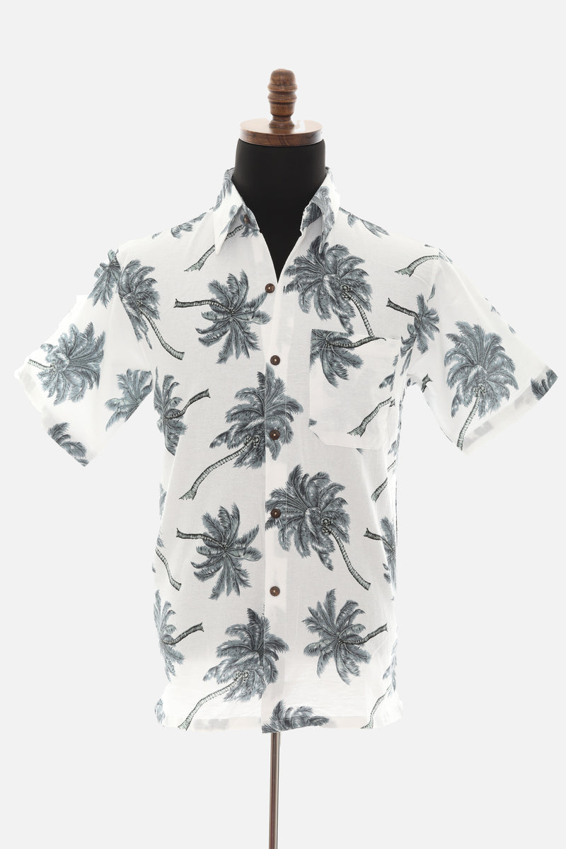 Men's Thailand Fine Cotton Palm Tree Print Shirt