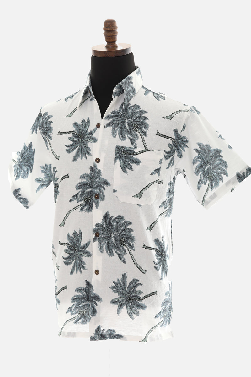 Men's Thailand Fine Cotton Palm Tree Print Shirt