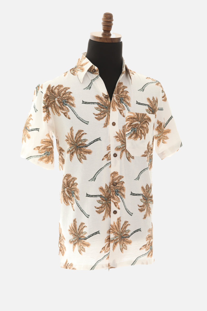 Men's Thailand Fine Cotton Palm Tree Print Shirt