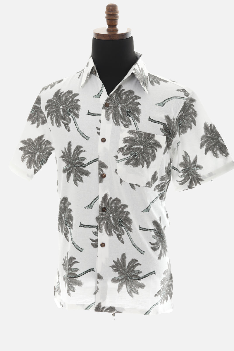 Men's Thailand Fine Cotton Palm Tree Print Shirt