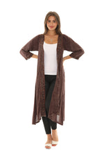 Sequin-Accent Embroidered Three-Quarter Sleeve Duster