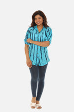 Turquoise Tie-Dye Button-Down Shirt