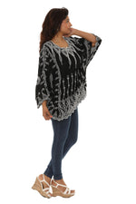 Paisley Embroidered Cape-Sleeve Top