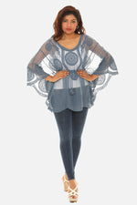 Mesh Tunic with Floral Pattern