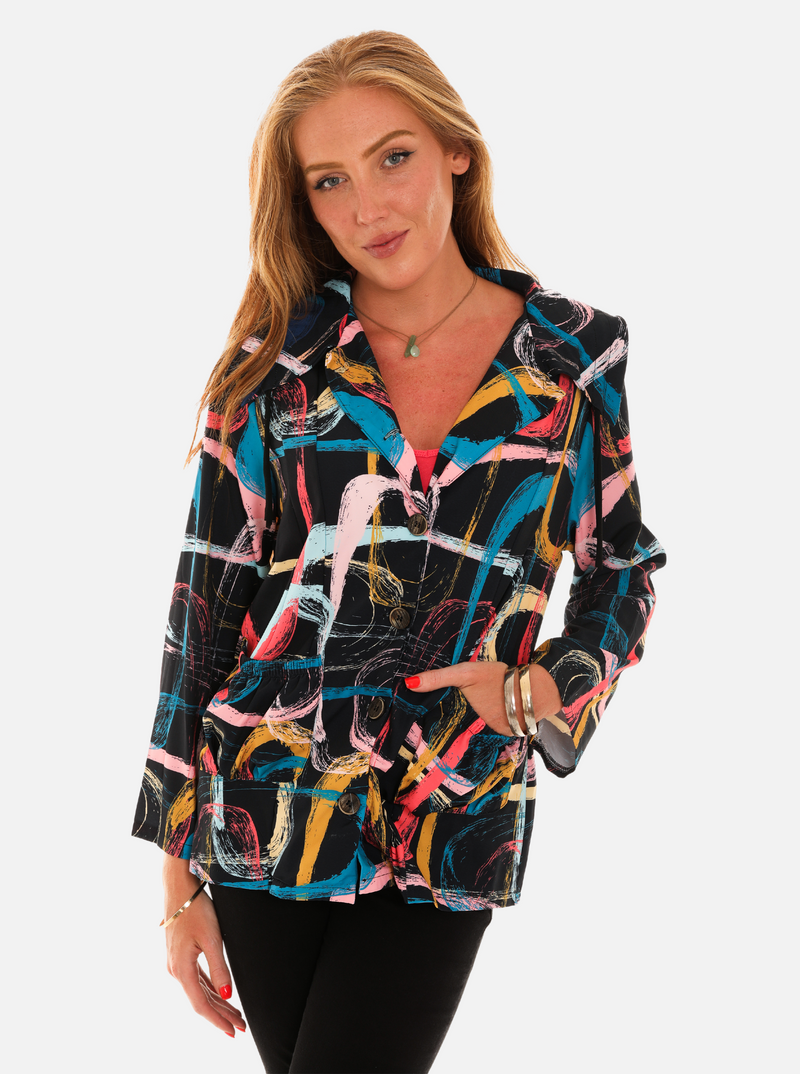Women's Abstract Multi Print Jacket