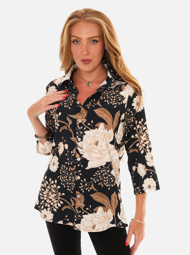 floral dress shirt women's Hooey Women's SOL White Floral Shirt