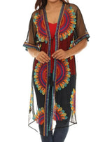 Women’s Sheer Mesh Floral Embroidered Long Beach Duster