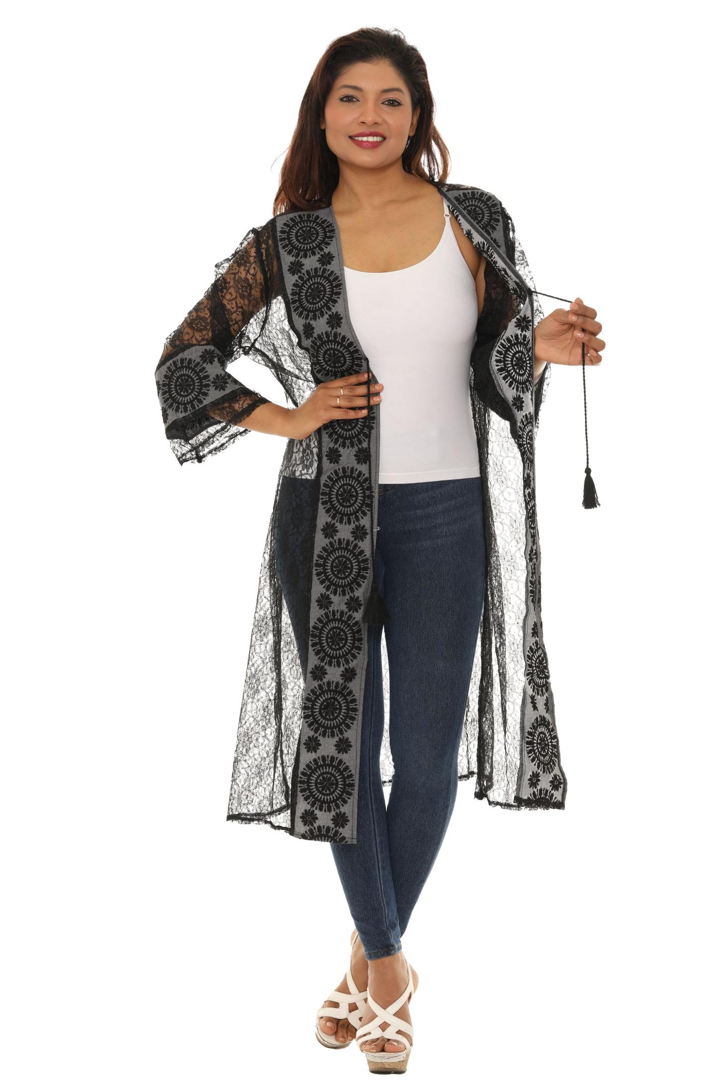 Women's Summer Long Mesh Duster Cardigan Shoreline Wear,