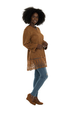 Lace-Accent V-Neck Tunic