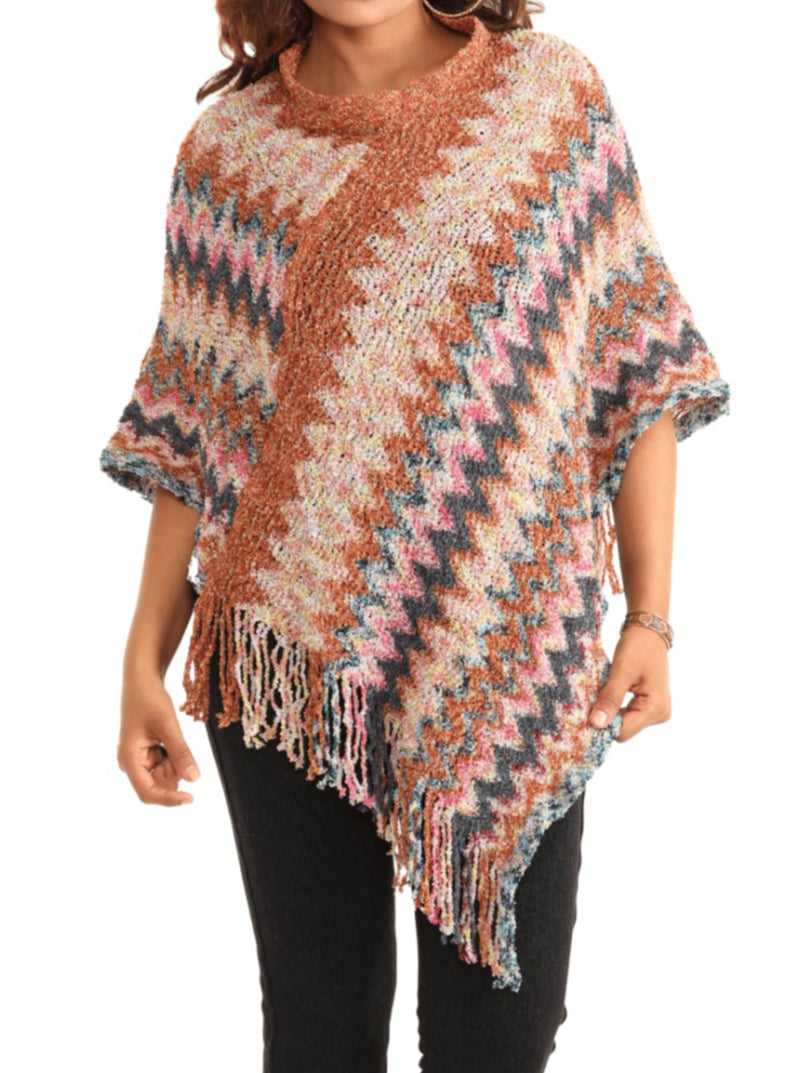Casual knit Cape Poncho with Fringes