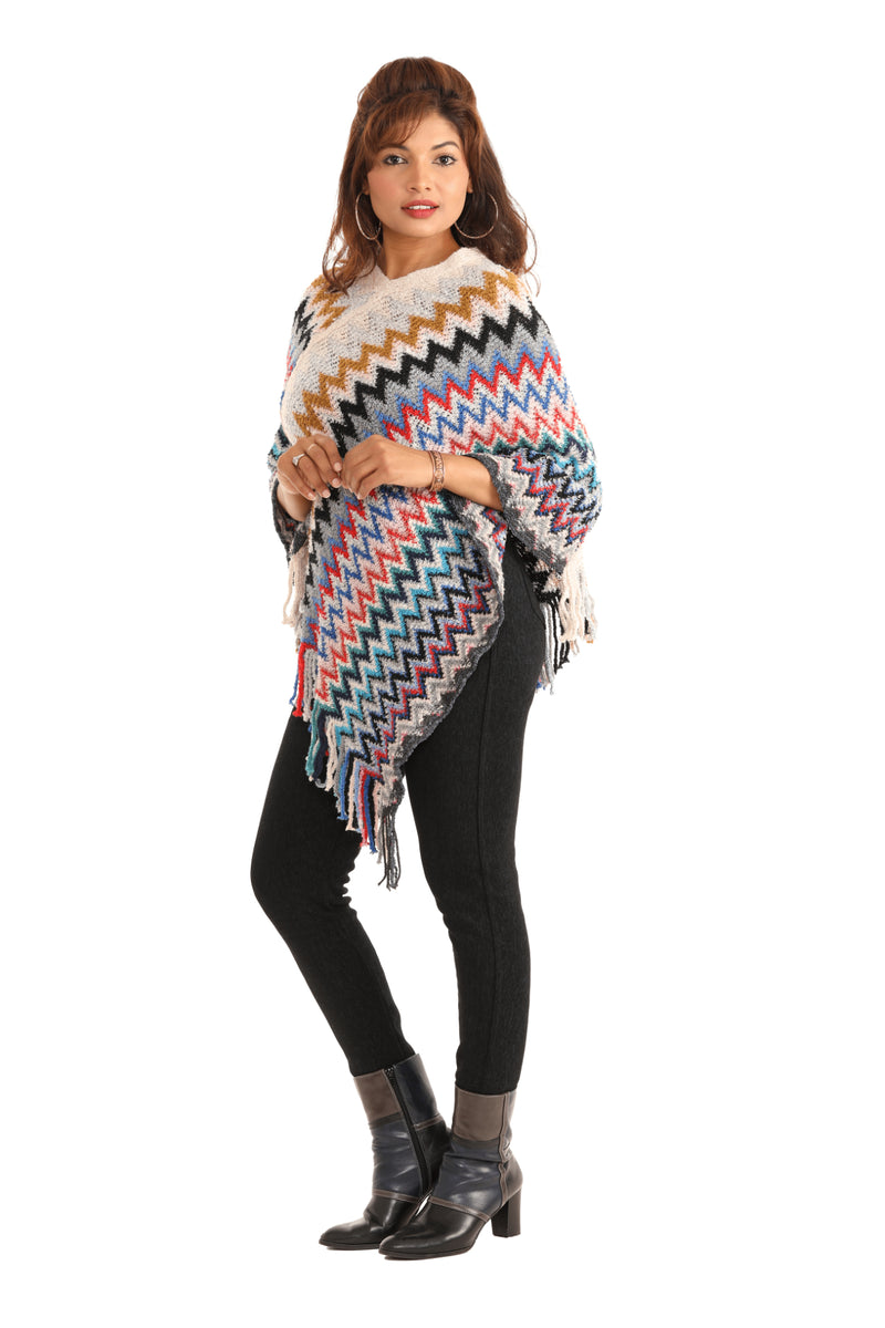 Casual knit Cape Poncho with Fringes