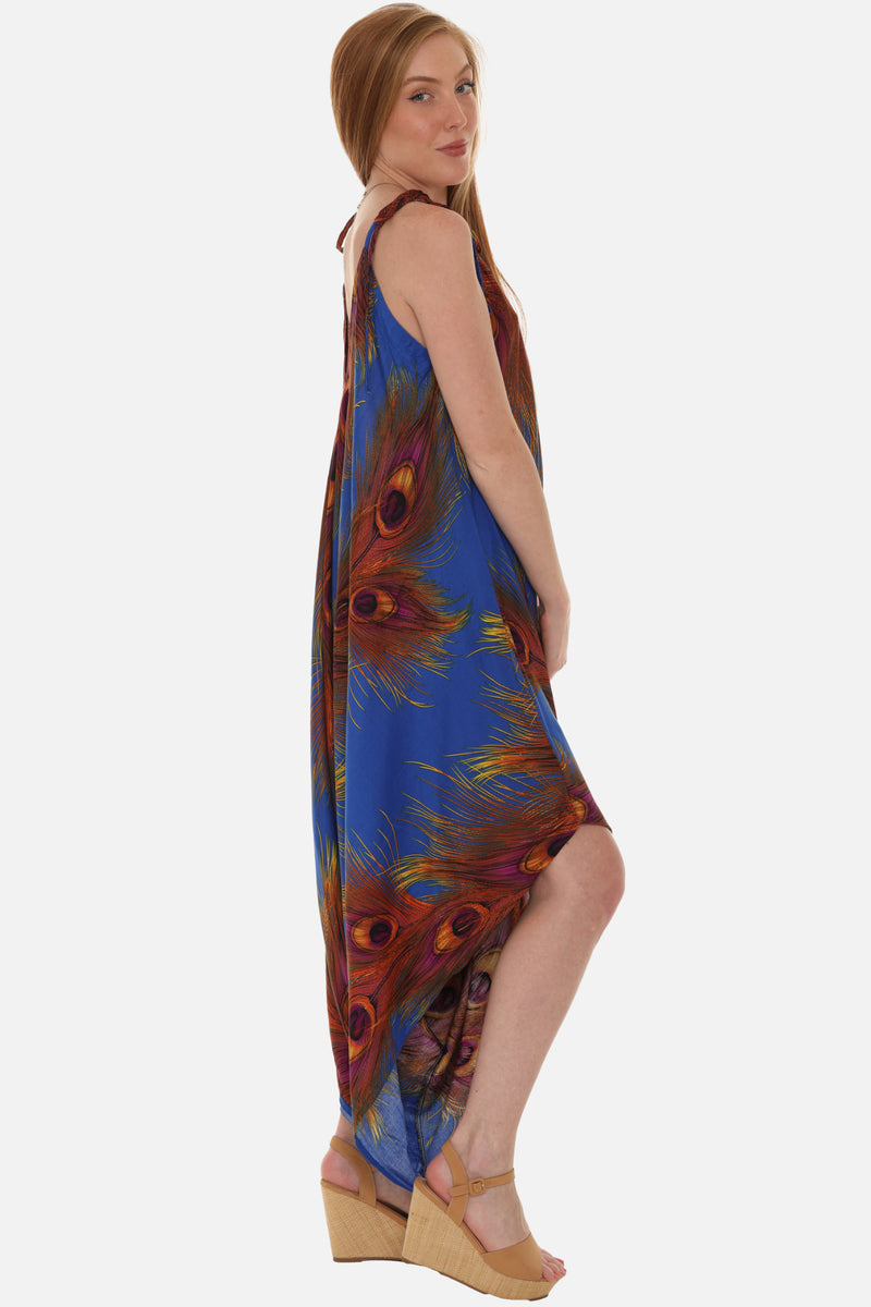 Peacock Feather Printed Women Harem Jumpsuit