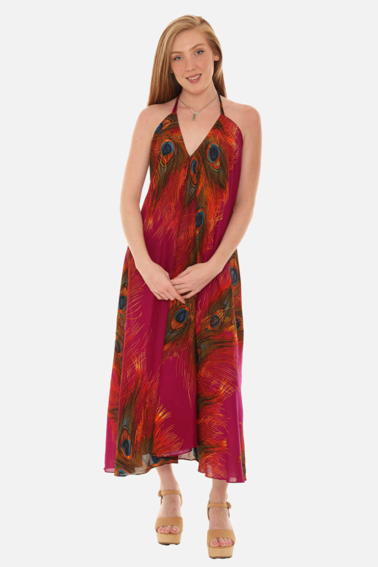 peacock halter dress Peacock Blue Halter Neck A-Line Long Prom Dress With Split Navy Blue / 6