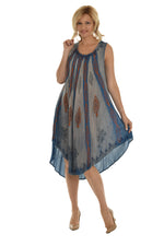 Embroidery Multi Floral Print Loose Tank Dress - Shoreline Wear, Inc.