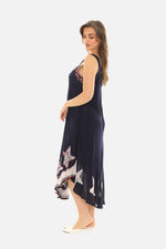 Sleeveless Midi Dress with Embroidered Star Motif