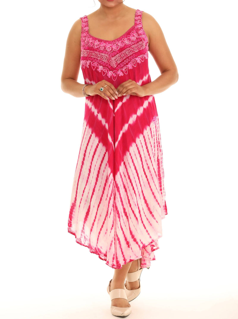 Tie-Dye Embroidered Curved-Hem Midi Dress - Women & Plus - Shoreline Wear, Inc. Tie-Dye Embroidered Curved-Hem Midi Dress - Women & Plus - Shoreline Wear, Inc.
