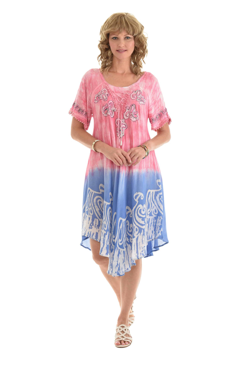 tie dye corset dress Hand-Dye Adjustable Lace up Back Dress | Cinch Waist Corset