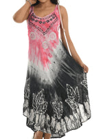 Tie-Dye Embroidered Shift Dress