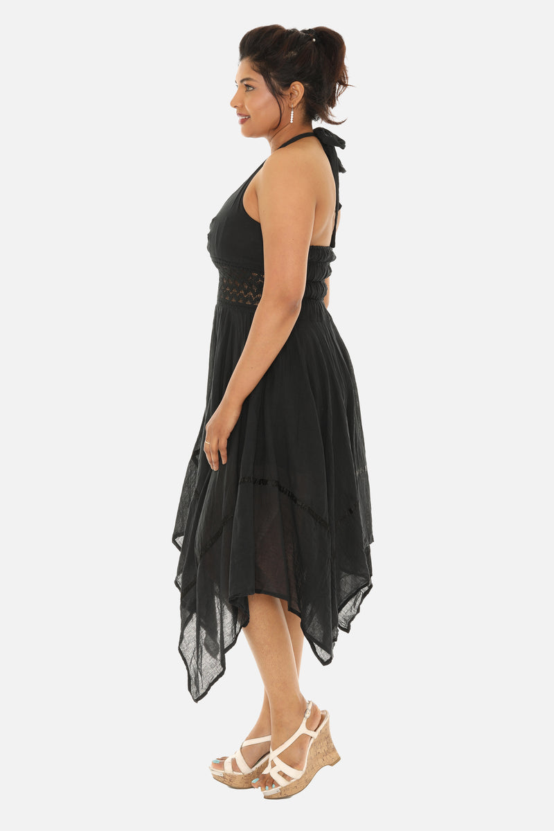 Mexican Style Cotton Halter Midi Dress - Shoreline Wear, Inc. Mexican Style Cotton Halter Midi Dress - Shoreline Wear, Inc.