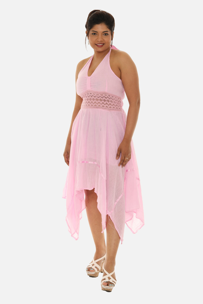 Mexican Style Cotton Halter Midi Dress - Shoreline Wear, Inc. Mexican Style Cotton Halter Midi Dress - Shoreline Wear, Inc.
