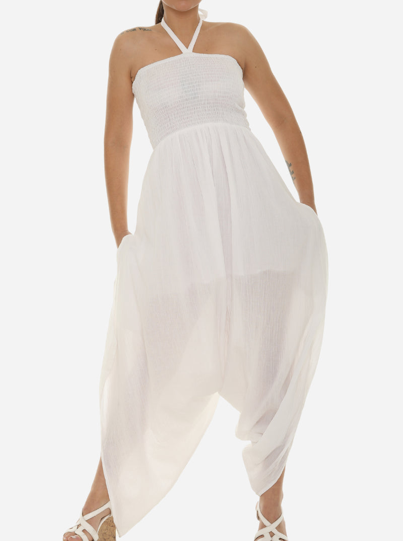 Women Smoked Bodice Cotton Jumpsuit