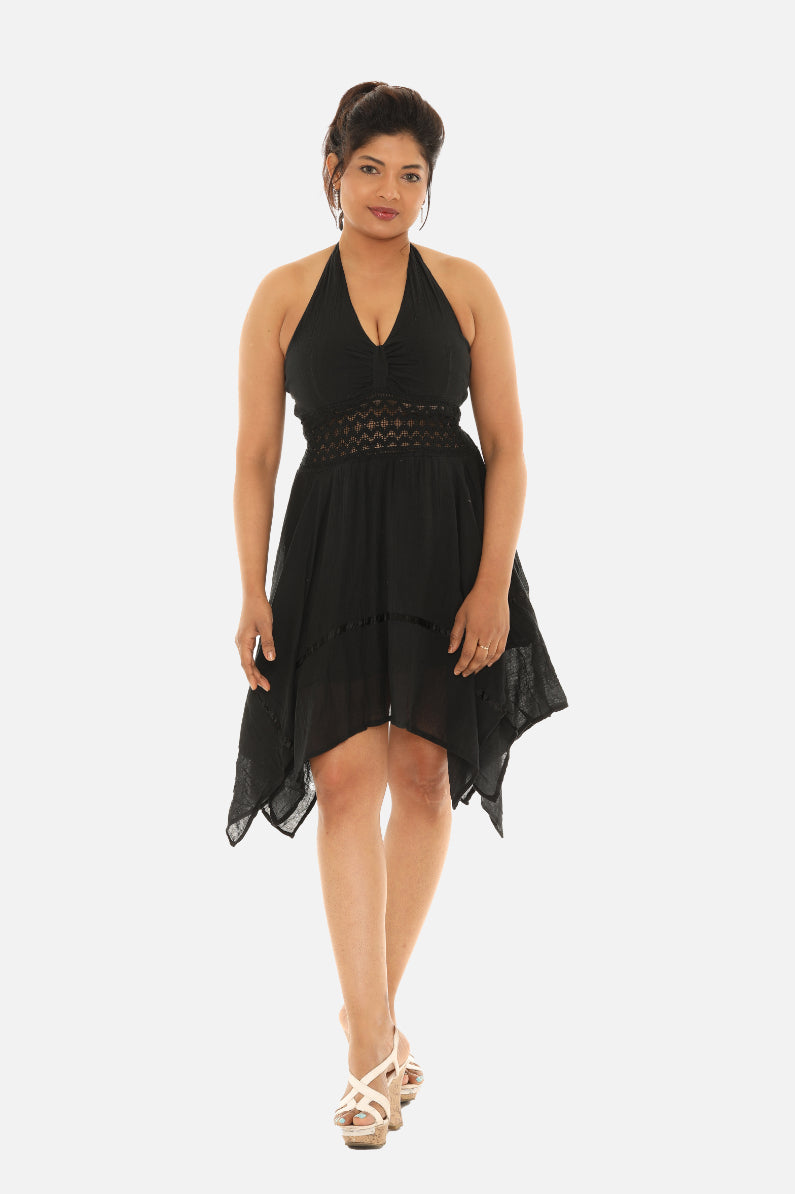 mexican embroidered halter dress Medium Peasant Halter Embroidered Mexican Dress 100% Cotton Manta