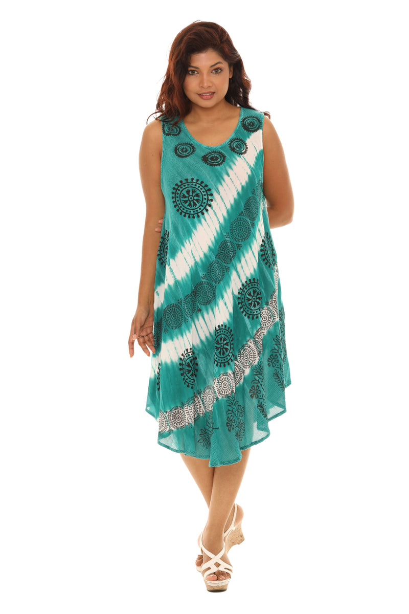 Diagonal Tie Dye Midi Rayon Sundress 2X / Black Diagonal Tie Dye Midi Rayon Sundress 2X / Black