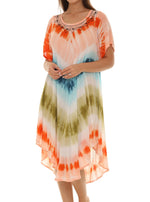 Tie dye short sleeves dresses