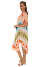 Tie dye short sleeves dresses