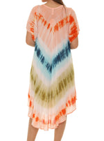 Tie dye short sleeves dresses