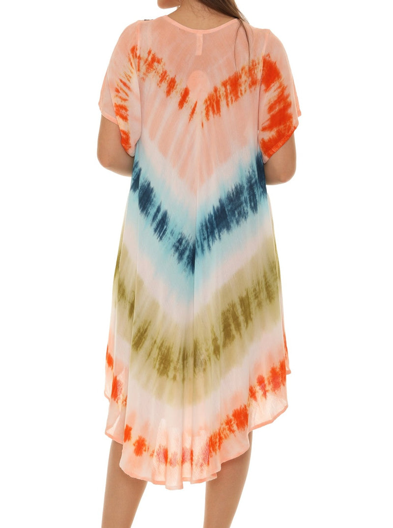 Tie dye short sleeves dresses