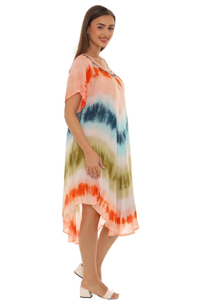 Tie dye short sleeves dresses