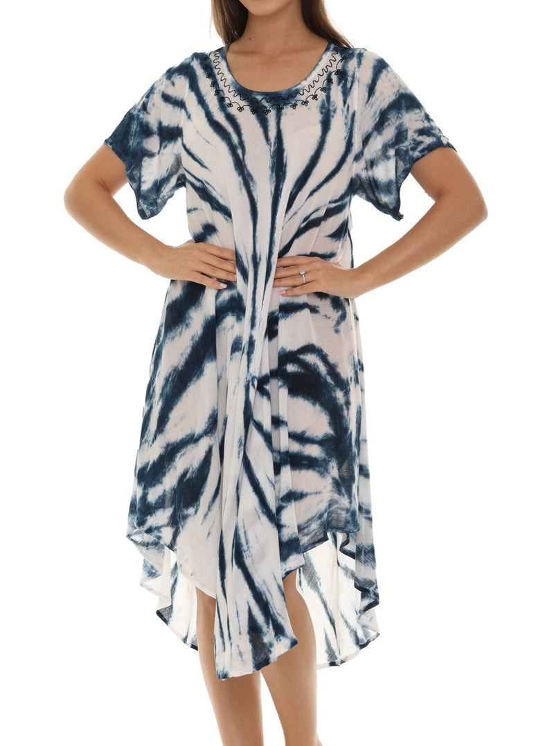 Tie dye short sleeves dresses - ONE SIZE / Black Tie dye short sleeves dresses - ONE SIZE / Black
