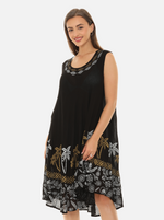 Women Rayon Midi Palm Tree Print Dress