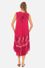 Women Rayon Midi Palm Tree Print Dress