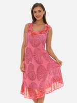 Women Rayon Midi Seashell Print Dress