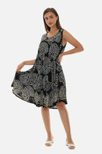 Women Rayon Midi Seashell Print Dress