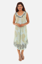 Women Rayon Midi Seashell Print Dress